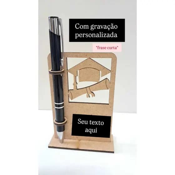 Kit 30 peças Capelo com porta caneta com texto Personalizado - Frase Curta