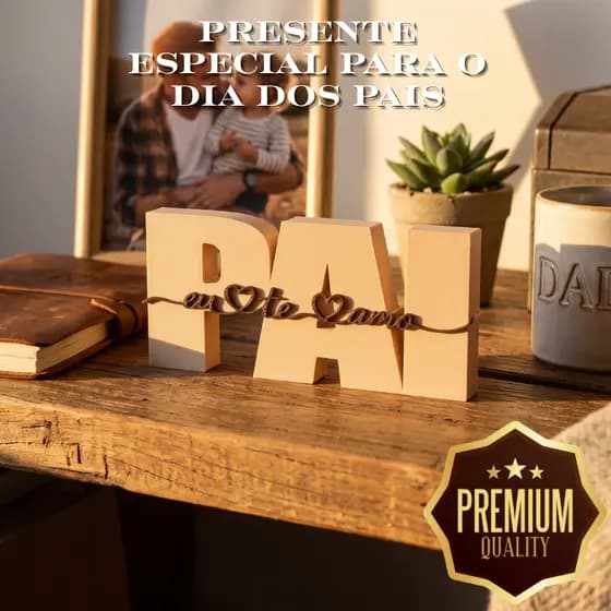 Presente Dia dos Pais Peça Decorativa Pai Eu Te Amo Impressão 3D para Mesa Escritório Estante e Casa