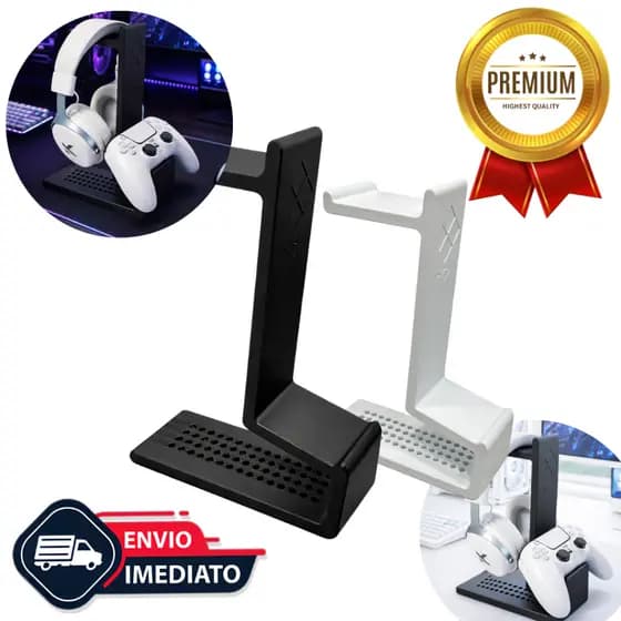 Suporte Gamer para Headset e Controle PS5 Xbox Mesa Organizador Acessórios Setup Gamer Resistente 3D