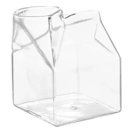 Jarra Jarrinha Milk Estilo Caixinha De Leite 350ml Vidro Jarrinha