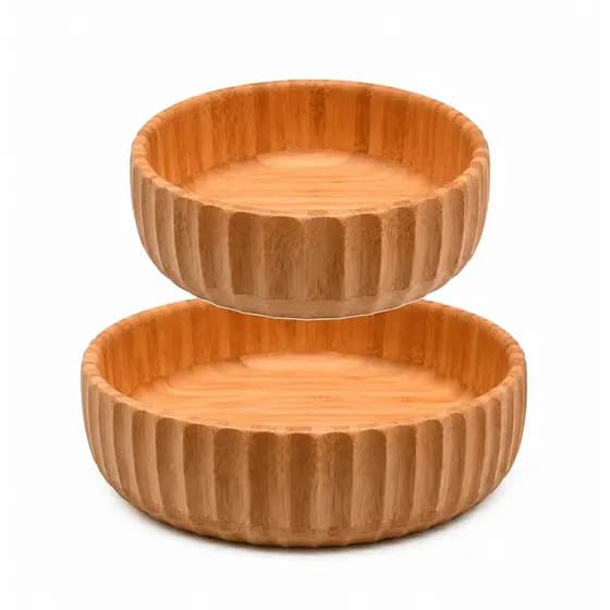 Kit 2 Bowls Canelados De Bambu - Oikos Bambu