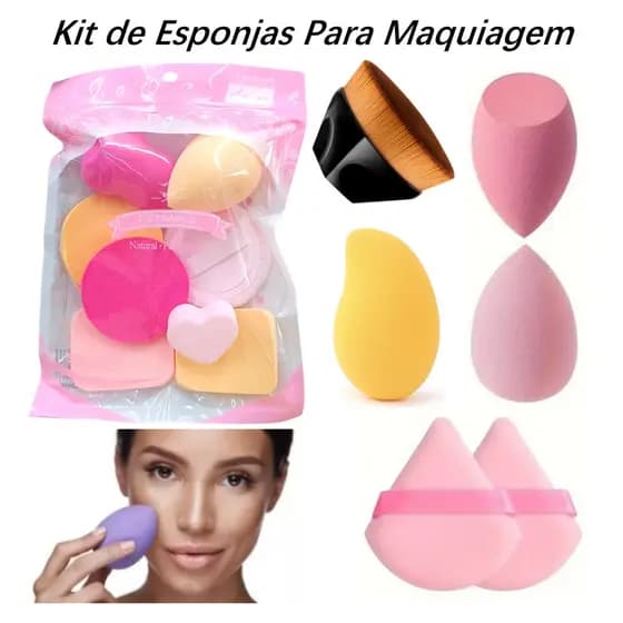Kit Esponja de Maquiagem em Forma de Gota, Cabaça, Cortada Chanfrada, Diversos Tamanhos e Modelos Super Absorventes