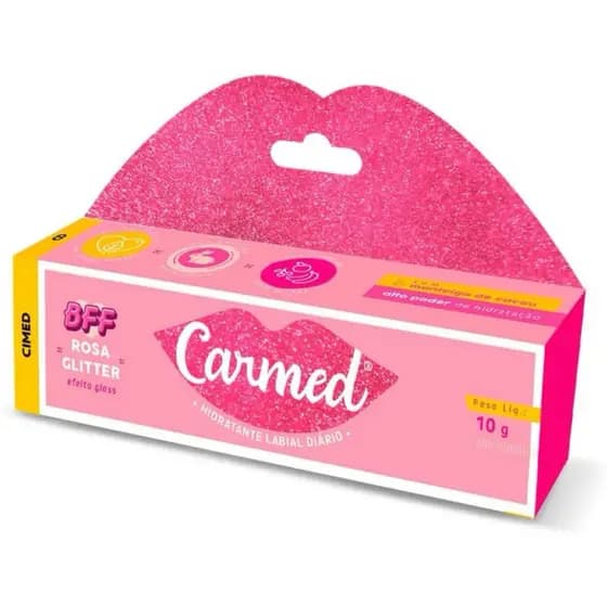 Hidratante Labial Carmed Crystal Pink Rose Chocottone BFF Barbie Rosa Glitter