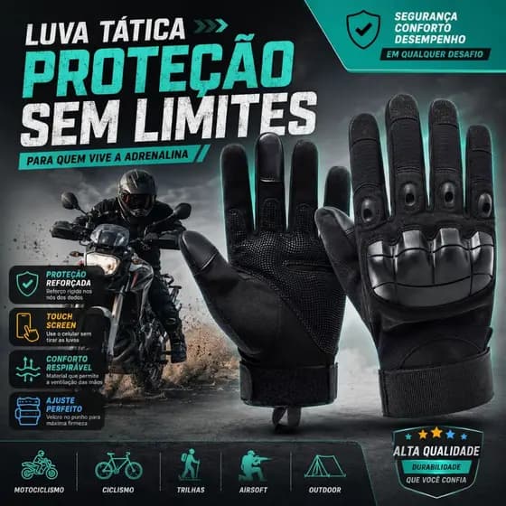 Luva Tática de Combate Proteção e Conforto para Esportes Radicais Luvas de Alta Qualidade - CH