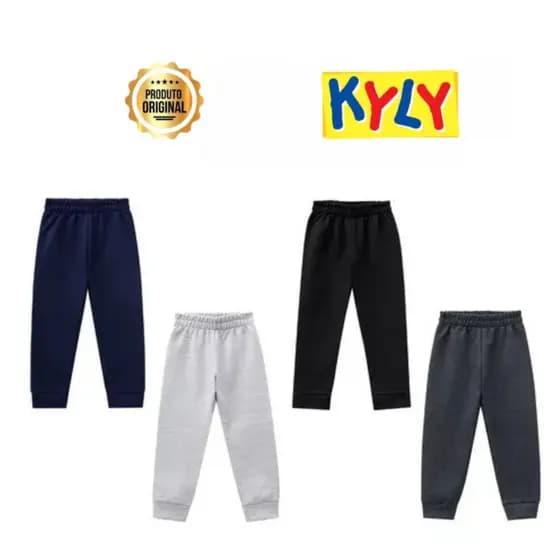 Kit 2 Calças de Moletom Kyly Flanelado com Punho Tamanhos 1 ao 16