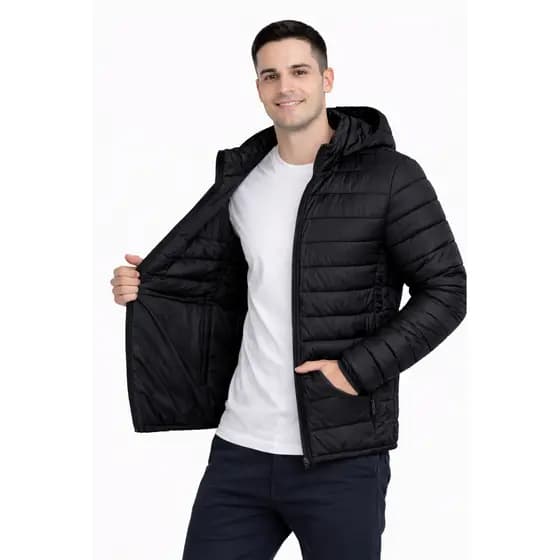 Jaqueta bobojaco Preta Unissex Com Capuz Bobojaco Bomber Men's Puffer Jacket Winter Cold Weather Removable Cap