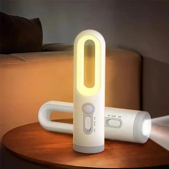 Lanterna LED 2em1 Portátil Recarregável p/ Camping + Casa c/ Sensor Movimento