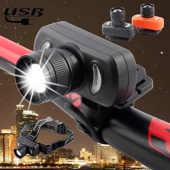 Lanterna De Cabeça Led Recarregável Resistente Camping e bike