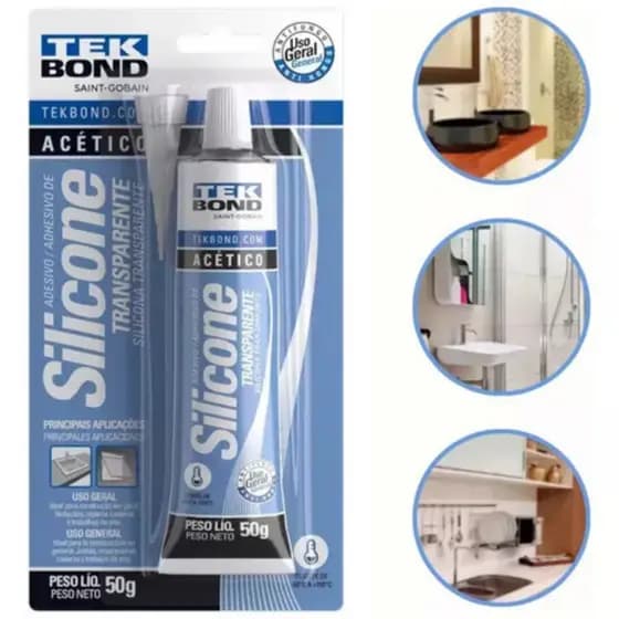 Tekbond: Silicone Acético que Não Amarela, Ideal para Box, Pias e Banheiros