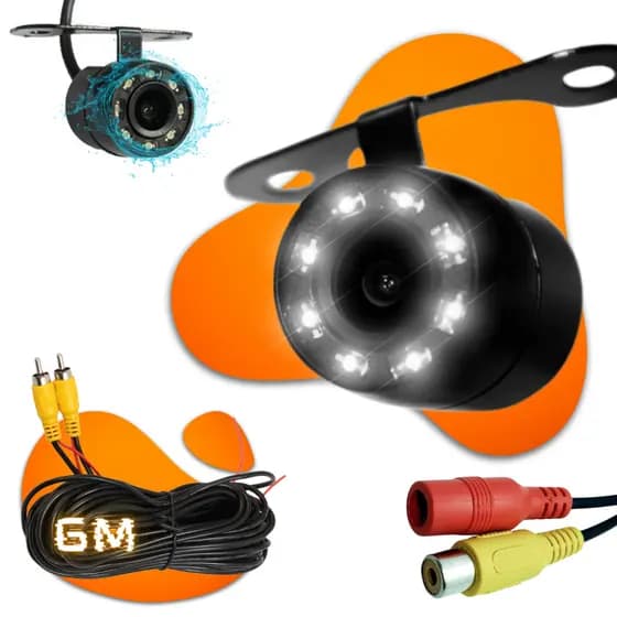 Câmera veicular de ré borboleta com 8 led melhor visão noturna universal