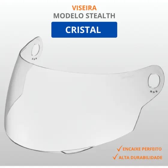 Viseira Cristal ou Fumê Para Capacete Compatível Stealth (com os 2 Encaixes REDONDOS) Pro Tork