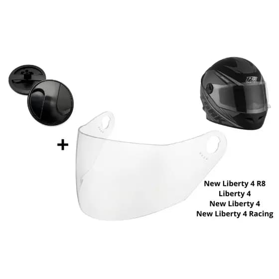 Viseira Cristal Compatível Capacete Pro Tork New Liberty 4 R8 + 1 Par Botão Fixador