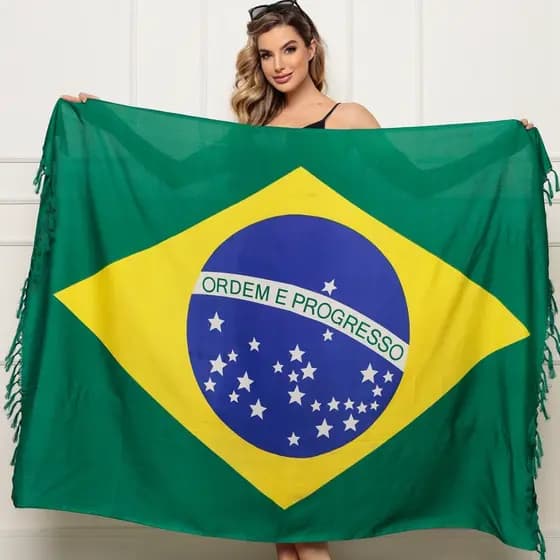 Canga Feminina Brasil Tecido Leve Secagem Rápida e Cores Vibrantes