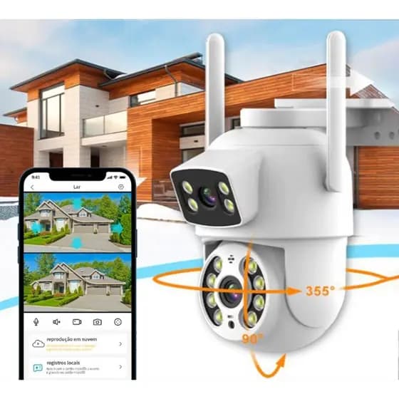 Câmera De Segurança a Prova de água Lente Dupla APP ICSEE IP66 Camera IP WiFi 360 Sensor Visão Noturna Externa