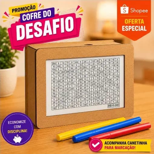Cofre Desafio Economia Lembrancinha Presente 1Mil 5Mil 10Mil MDF