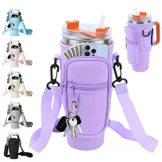 Bolsa Porta-Garrafas De Água Compatível Para Celular Chaveiro Com Alça De Ombro Ajustável