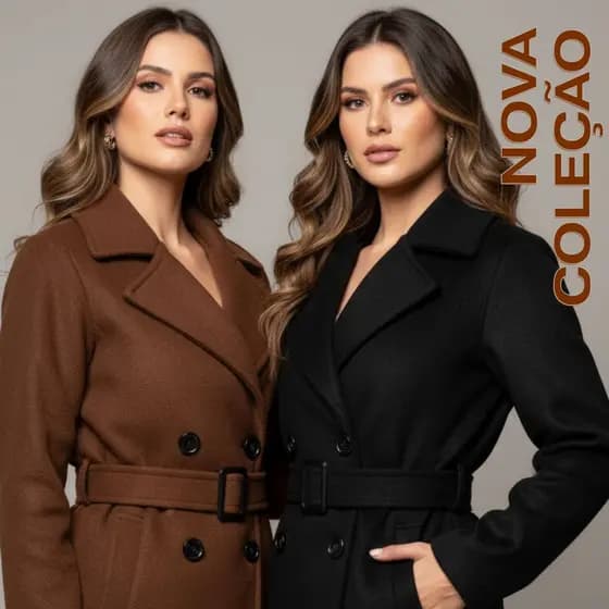 Casaco Moletom Sobretudo Feminino Inverno com Botões e Gola Dobrável, Flanelado, Disponível nos Tamanhos M, G e GG.