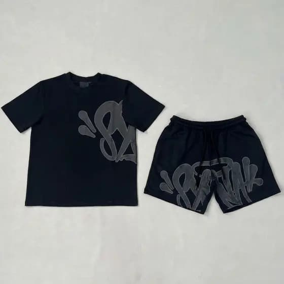 Conjunto Camiseta + Short Moletom Synaworld Central Trap Hip Hop Conjunto Y2k Streetwear Syna Shirt de Verão