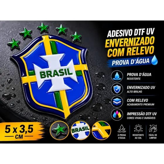 Folha DTF UV Tema Brasil | Adesivo Decorativo Premium | Estampa Vibrante Alta Qualidade para Personalização -