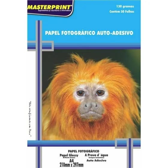 Papel Fotográfico ADESIVO Glossy (Brilhante) MasterPrint A4 130g - (20, 40, 50, 60, 80 e 100 Folhas) - MasterPrint