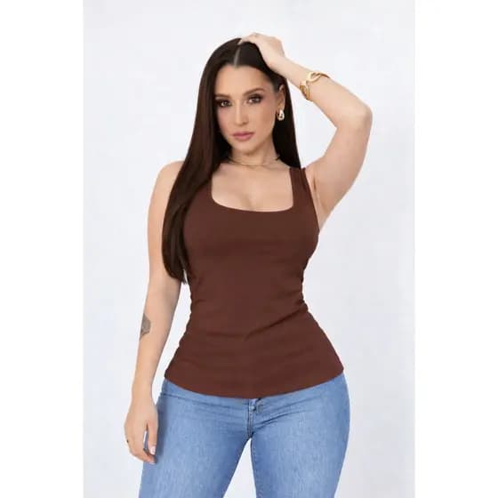 Blusa Regata Femenina Alça Grossa Forro duplo elegante