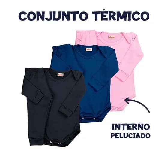Conjunto Térmico Bebê Peluciado Body e Calça Básico Menino/Menina RN ao GG Pijama Quentinho Inverno Frio