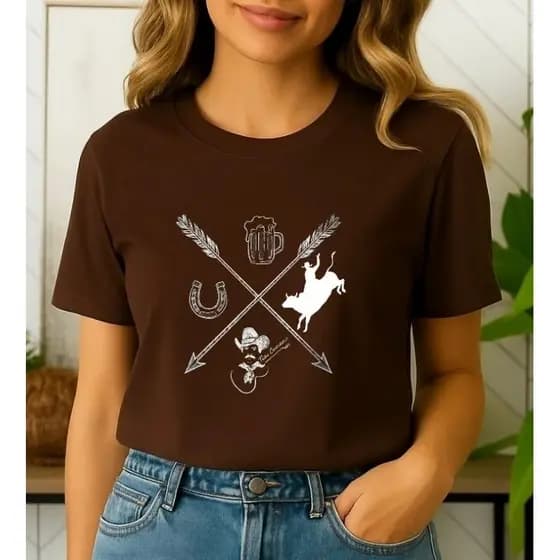 Camiseta Country Feminina Estampa Moda Sertaneja Tião Carreiro Cowboy Rodeio Blusa Feminina
