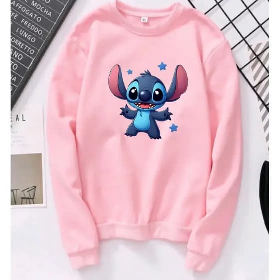 Moletom Feminino Stitch Fofo Moletom Gola Careca Casaco Feminino Moletom Feminino