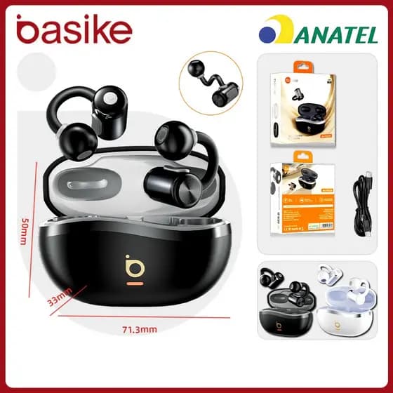 Basike Fone De Ouvido Sem Fio Bluetooth Esportivo 60Hrs IPX6 ENC Fone Bluetooth Gancho Estére Auricular,fon229