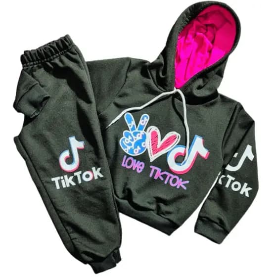 Conjunto Infantil Criança Blogueirinha Roupa Infanto Juvenil Menina Inverno Frio Calça Moletinho Casaco com Capuz