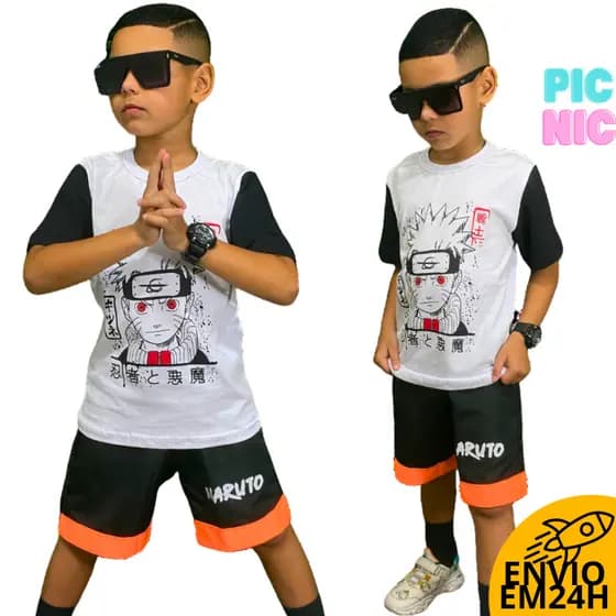 Conjunto Infantil 1 a 14 anos Roupa Bermuda Camisa Masculino Short Camiseta Estilo Infanto Juvenil Envio Imediato