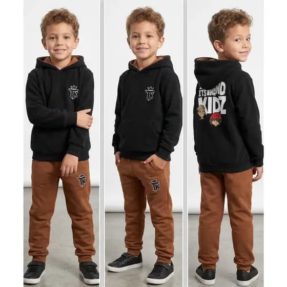 Conjunto Infantil Lançamento Menino Moletinho Inverno Blusa e Calça do 2 ao 14 anos Agasalho