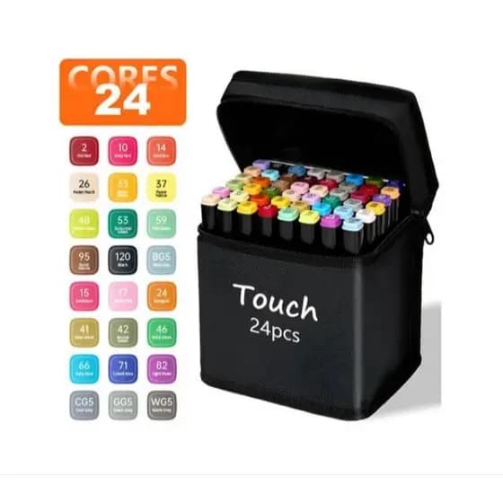 Kit 24 Cores Caneta Touch Marcadora Com Estojo