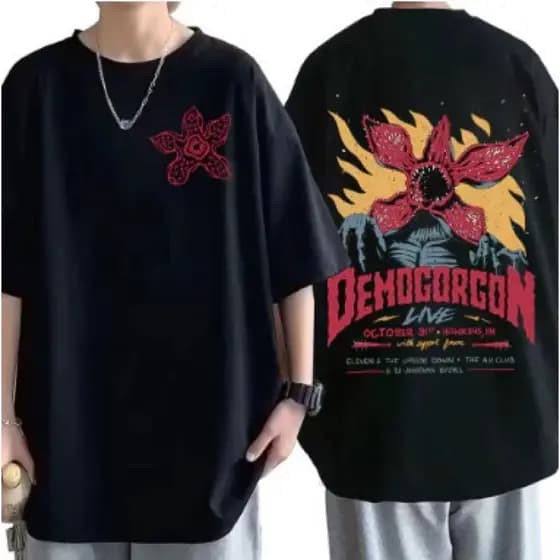 Camiseta Camisa Unissex Algodão Vintage Demogorgon Stranger Things Serie Blusa Premium