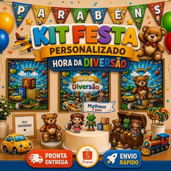 Kit Festa Personalizado Brinquedos Toys Aniversário Mêsversário Completo