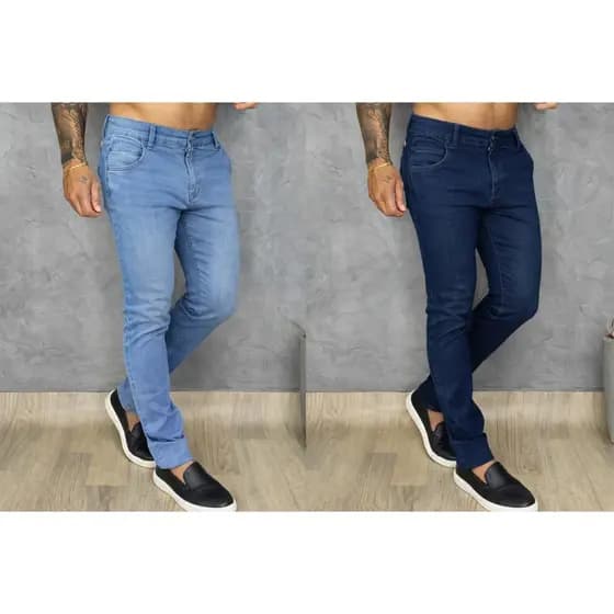 Kit Calça Jeans Slim Masculina Casual Tradicional Tecido Premium