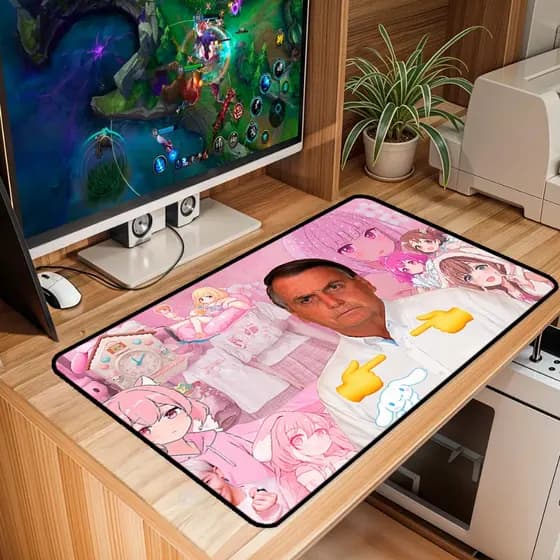 Mouse Pad Artes Zueira Gamer Grande Antiderrapante 65x30 70x35 80x35 90x40 90x50 120x60 Cm Borda Costurada