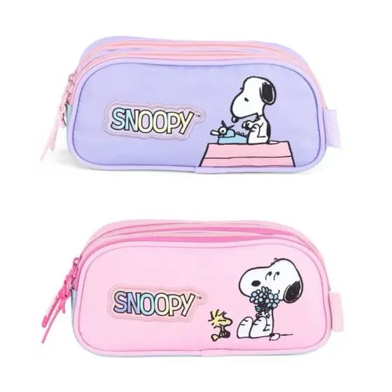 Estojo Escolar Duplo Snoopy Peanuts Juvenil Original Luxcel
