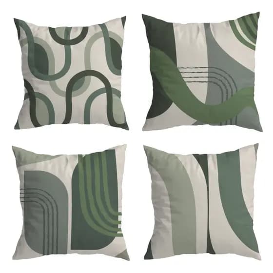 Kit de 4 Capas de Almofadas 45x45 cm Decorativa de Veludo Verde Orgânic para Sofá e Cama