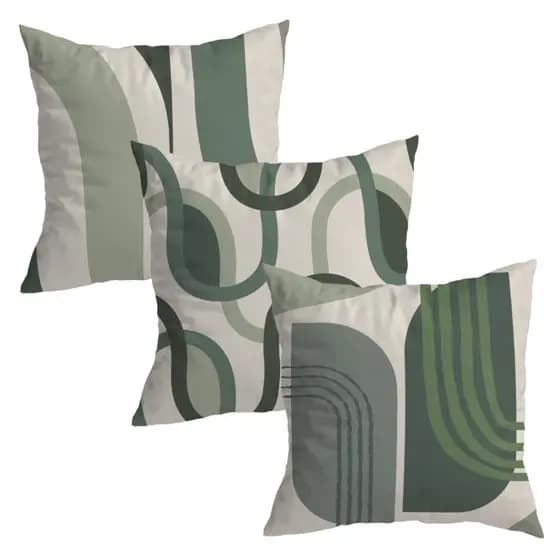 Kit de 3 Capas de Almofadas 45x45 cm Decorativa de Veludo Verde Organic para Sofá e Cama