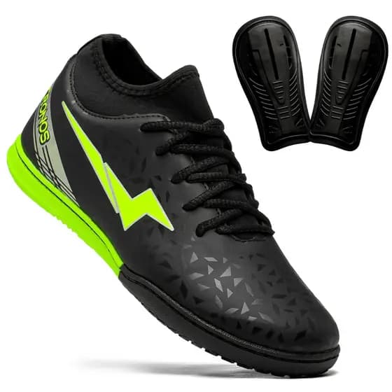 Chuteira Futsal Botinha Cronos Dynamics Profissional + Caneleira Leve Conforto Alta Performance