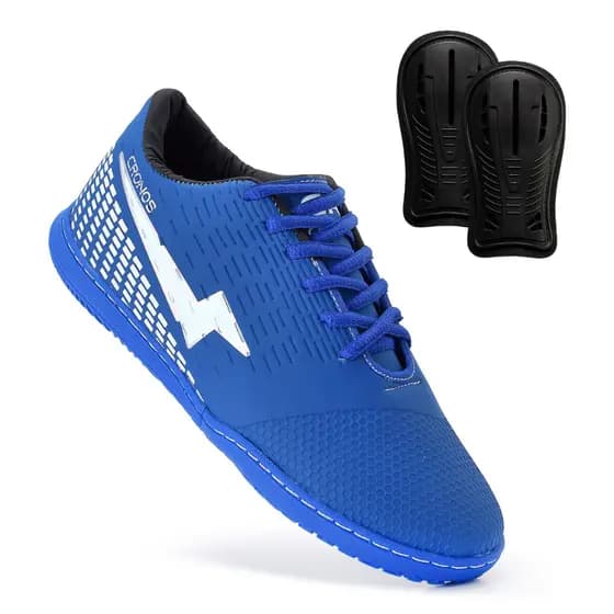 Chuteira Futsal Cronos Dynamics Profissional + Caneleira Confortável Sola Costurada Antiderrapante