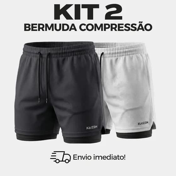 kit 2 bermudas academia shorts 2 em 1 para treinar esporte fitnes MOVE FIT