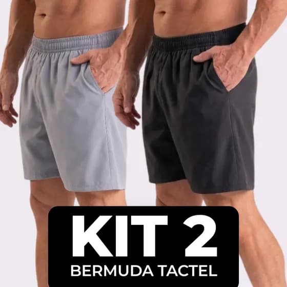 KIT COM 2 BERMUDA TACTEL COM ELASTANO shorts masculino academia praia secagem rápida alta qualidade