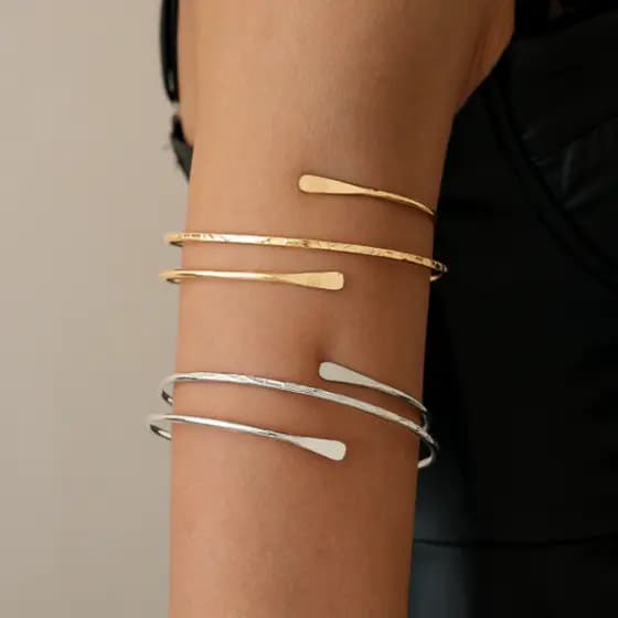 Braçadeira punk de três círculos pulseira fashion personalizada pulseira aberta