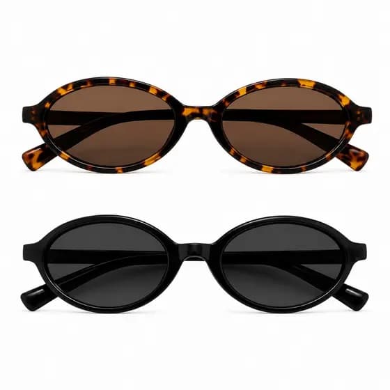 Kit 2 Óculos Sol Blogueira Oval Tendencia Tartaruga E Preto Moda Praia