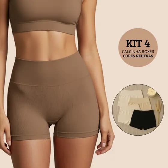 Kit 4 Calcinhas Boxer Feminina Sem Costura Cueca Poliamida Promoção Short Segunda Pele