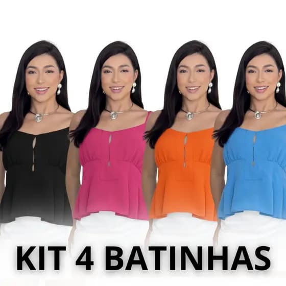 Kit 4 Batinhas Verão com Alça Ajustável Leve Fresco Cores Tendência