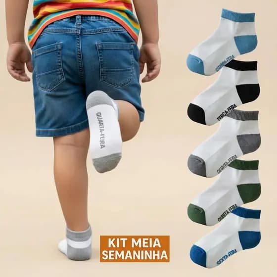 Kit 5 Pares Meias Infantil Menino Menina Criança Escolar Cano Curto Soquete Algodão Divertida