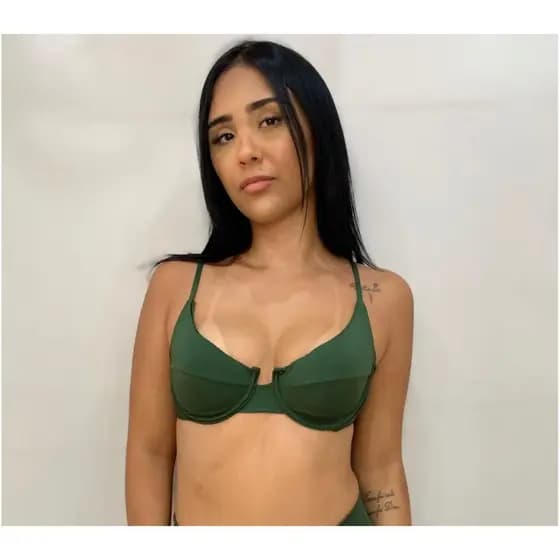 Parte de cima Feminino Retro Meia Taça TOP AVULSO Aro, bojo removível.Praia Verão